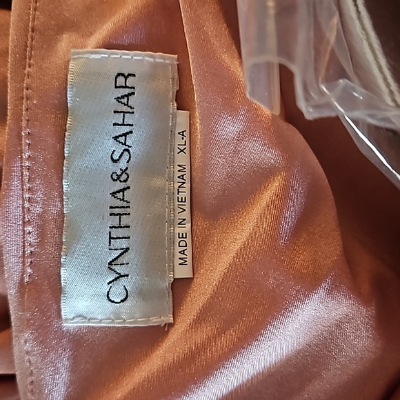 *NWT* Cynthia & Sahar One Shoulder Asymmetrical Cowl Back Satin Mermaid Dress - Picture 11 of 14